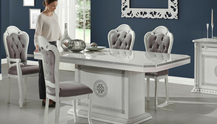 Set di 4 sedie in legno di lusso con cristalli per sala da pranzo