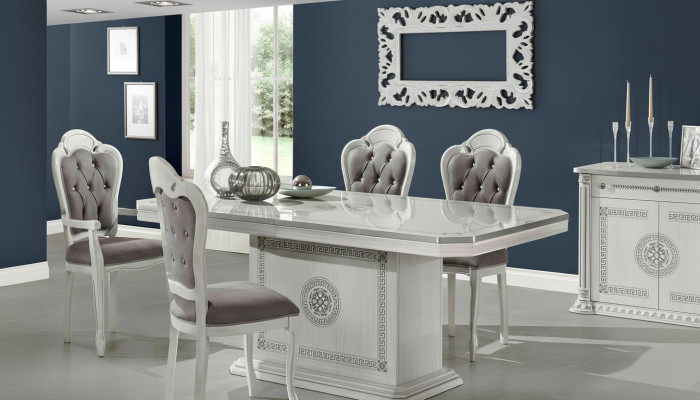 Set di 4 sedie in legno di lusso con cristalli per sala da pranzo
