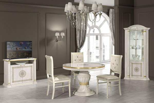 Set di mobili da pranzo con tavolo rotondo in legno 4 pezzi