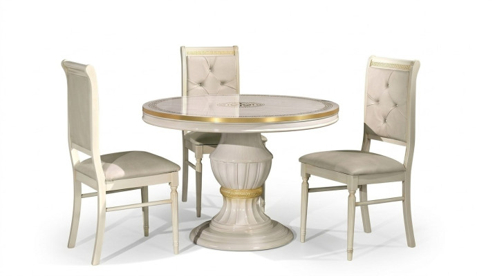 Set di mobili da pranzo con tavolo rotondo in legno 4 pezzi