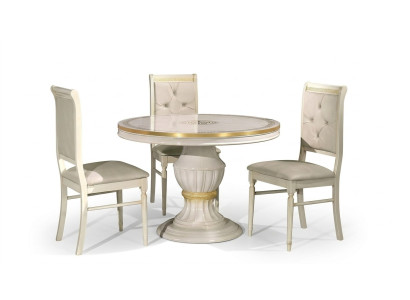 Set di mobili da pranzo con tavolo rotondo in legno 4 pezzi