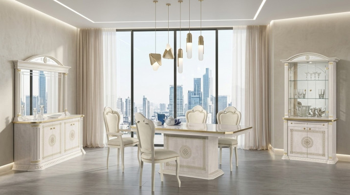 Set di lusso tavolo da pranzo sedia comò specchio vetrina gruppo 8 pezzi