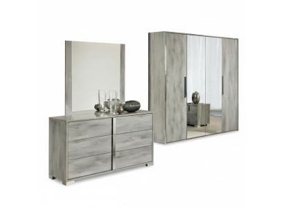 Set cassettiera specchio designer side low board armadio mobili legno grigio