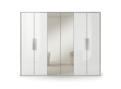 Armadio a specchio per camera da letto con 6 porte in legno