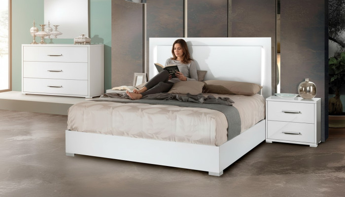 Letto di lusso per camera da letto con struttura imbottita design lusso letto matrimoniale hotel bianco