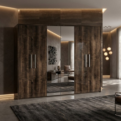 xxl armadio con 6 porte mobili design legno lusso specchio nuovo