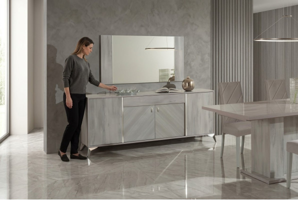 Mobiletto moderno in legno design grigio per camera da letto