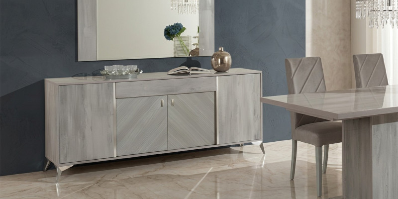 Mobiletto moderno in legno design grigio per camera da letto