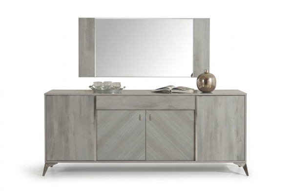 Mobiletto moderno in legno design grigio per camera da letto
