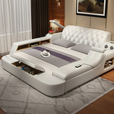Design Letto Multifunzionale XXL Letto Grande in Pelle Hotel Imbottito 150x200cm