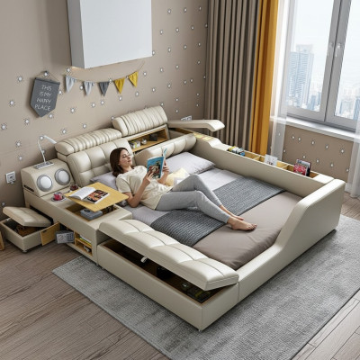 Letto matrimoniale con rivestimento letto camera da letto 180x200cm Letto multifunzione Letti