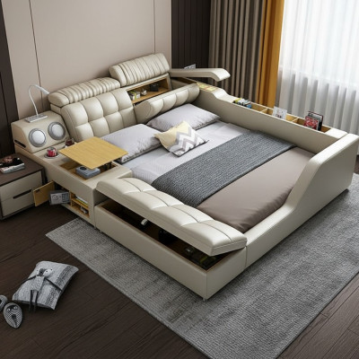 Letto matrimoniale con rivestimento letto camera da letto 180x200cm Letto multifunzione Letti