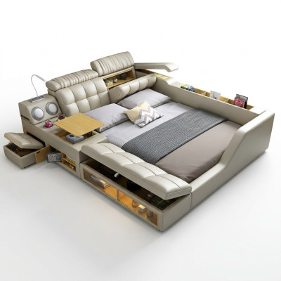 Letto matrimoniale con rivestimento letto camera da letto 180x200cm Letto multifunzione Letti
