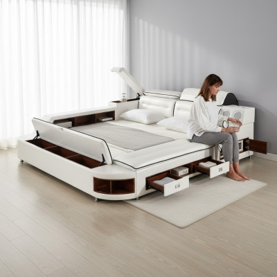 Multifunzionale letto matrimoniale grande per hotel con letto imbottito XXL USB Sound.