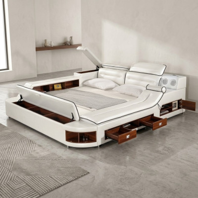 Multifunzionale letto matrimoniale grande per hotel con letto imbottito XXL USB Sound.