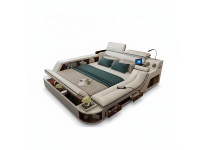 Letti alberghieri 180x200cm con scaffale multifunzione USB Design Letto xxl Grande in pelle