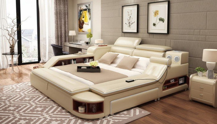 Letto multifunzione con cassaforte, riscaldamento, lettino USB, suono, doppio letto, funzione nuova.
