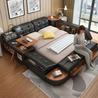 Letti moderni Hotel multifunzione Chaise longue doppia di lusso Design in pelle.