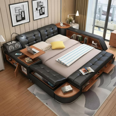 Letti moderni Hotel multifunzione Chaise longue doppia di lusso Design in pelle.