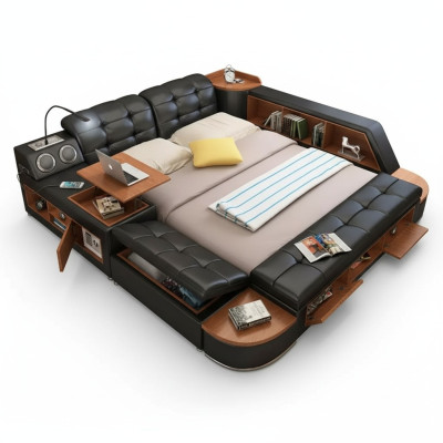 Letti moderni Hotel multifunzione Chaise longue doppia di lusso Design in pelle.