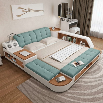 Imbottiti 180x200 Scaffale multifunzione USB Letto design Big Leder Letti