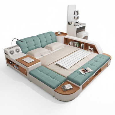 Imbottiti 180x200 Scaffale multifunzione USB Letto design Big Leder Letti