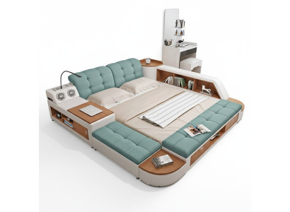 Imbottiti 180x200 Scaffale multifunzione USB Letto design Big Leder Letti