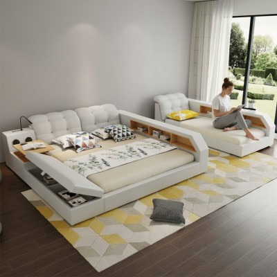 Disegno Letto in Pelle Hotel Doppio Ripiano Scaffale 180x200 Multifunzionale