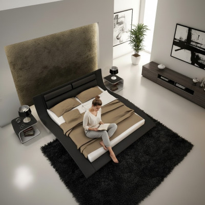 Design letto imbottito per hotel 180x200cm in legno per camera da letto nuziale.