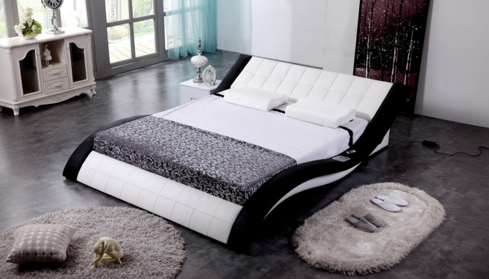 Design letto Letti Digitali USB di lusso Mobili Camera da letto Pelle Matrimoniale