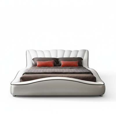 Camera da letto matrimoniale di lusso con letto in legno e tessuto 180x200 Letto classico