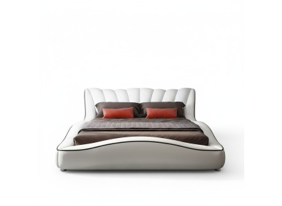 Camera da letto matrimoniale di lusso con letto in legno e tessuto 180x200 Letto classico