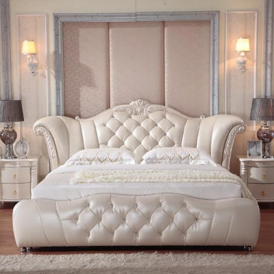 Design letto Chesterfield in tessuto velluto imbottito per hotel camere da letto in pelle.