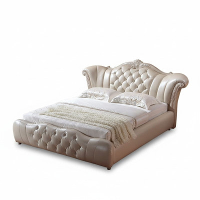 Design letto Chesterfield in tessuto velluto imbottito per hotel camere da letto in pelle.