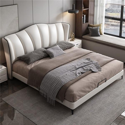 Lussuoso tessuto da hotel in tessuto letto Cuscini in pelle Sedia in pelle Designer di letti italiani Camera da letto