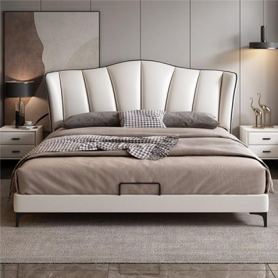 Lussuoso tessuto da hotel in tessuto letto Cuscini in pelle Sedia in pelle Designer di letti italiani Camera da letto