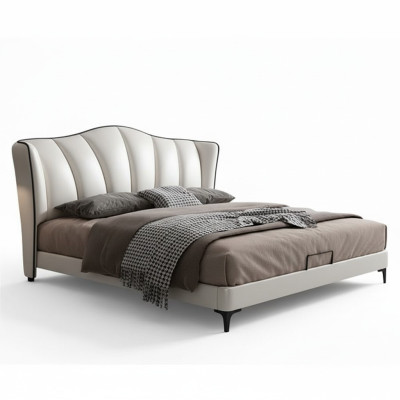 Lussuoso tessuto da hotel in tessuto letto Cuscini in pelle Sedia in pelle Designer di letti italiani Camera da letto