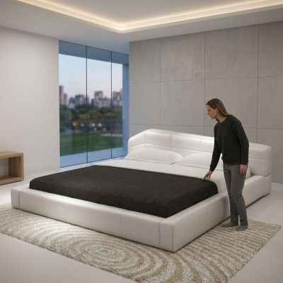 Hotel moderno con cornice letto camera da letto di lusso in pelle design letto matrimoniale.