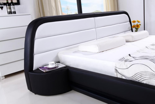 Letti Tessuto Pelle Hotel di lusso Imbottitura Design Legno Letto Designer