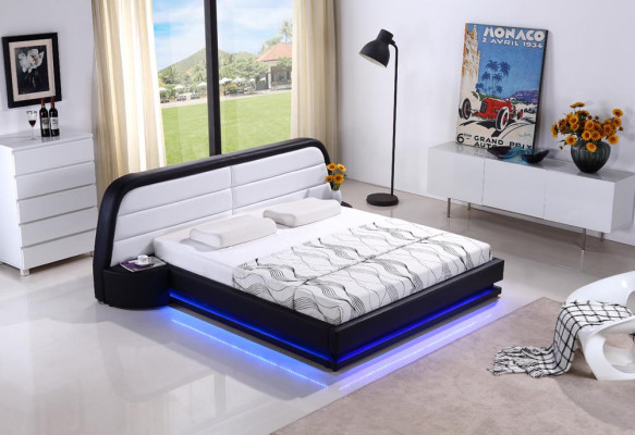 Letti Tessuto Pelle Hotel di lusso Imbottitura Design Legno Letto Designer
