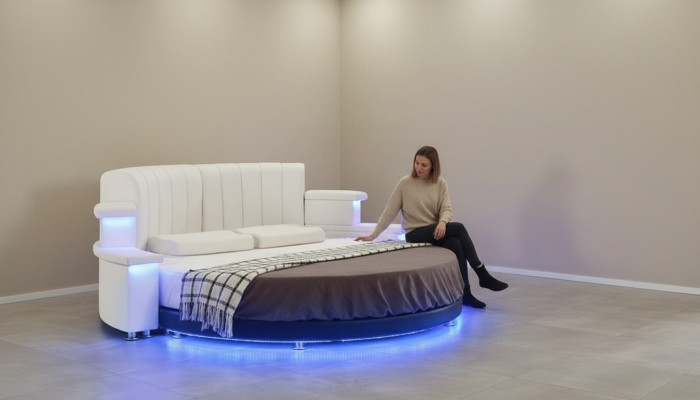 Letto rotondo Mobili Moderni di lusso Letti Struttura letto 200x200 Rotondo