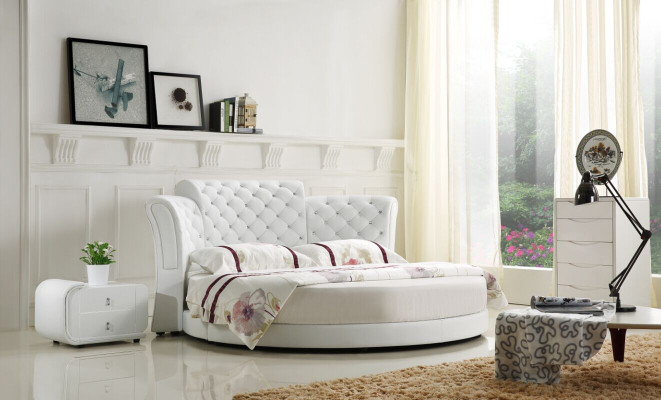 Chesterfield Rotondo Letto Mobili Letti Imbottiti Mobili Camera da Letto Letto in Pelle Hotel
