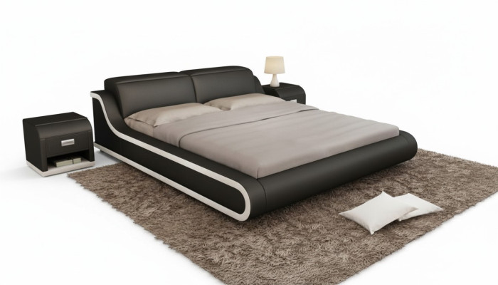 Design della camera da letto 180x200. Nuovi mobili di lusso moderni. Letti imbottiti.