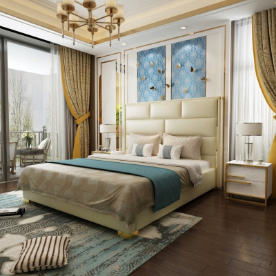Designer letto matrimoniale camera da letto letti in pelle di lusso per hotel