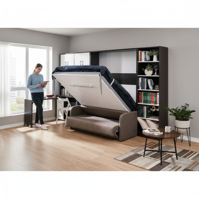 Armadio Letto con divano Cuscino Parete Armadi Letto a scomparsa Mobili + Divano Nuovo