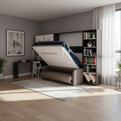 Armadio Letto con divano Cuscino Parete Armadi Letto a scomparsa Mobili + Divano Nuovo