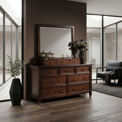 Buffet con specchio realizzato a mano in legno classico.