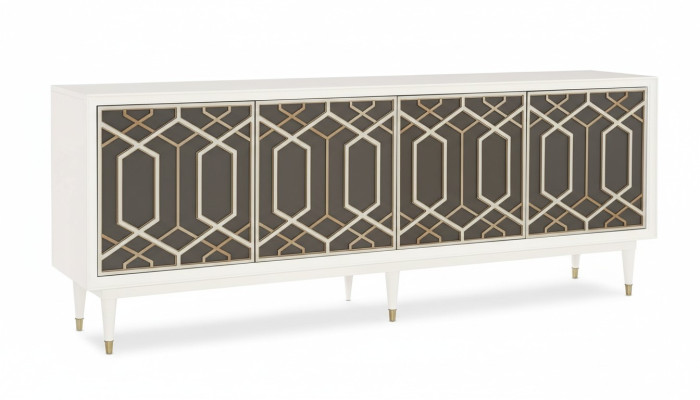 Mobili di design di lusso, comodini, tavolino basso, credenza, armadi moderni in legno.