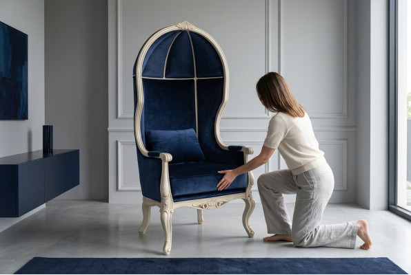 Design Poltrona legno astratta Relax Lounge Mobili da salotto Sedie Sedia Nuova
