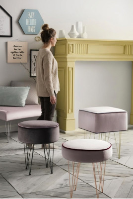 Pouf 3x Pouf Pouf Puff Pouf Pouf Tessuto Stoff Poggia piedi Pouf Ottomano Italia
